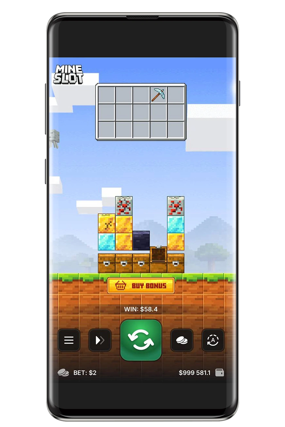 Screenshot dalla versione mobile del gioco Mine Slot